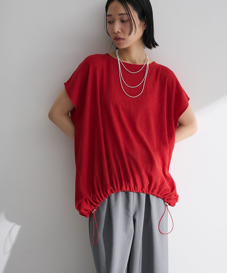 Green Parks「表面カット裾ドロストプルオーバー」|Tシャツ・カットソー|Red