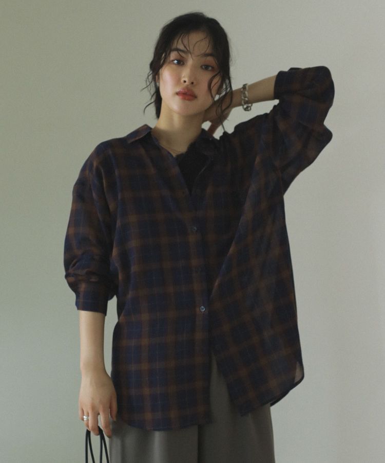 Green Parks「カシュクールシアーシャツ」|シャツ・ブラウス|Navy