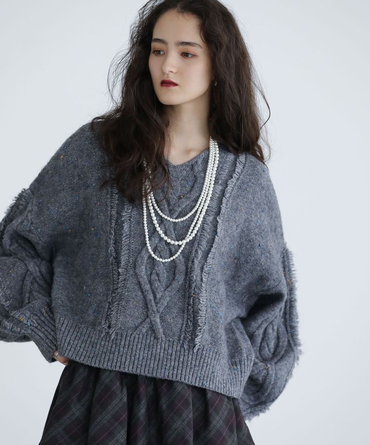 Green Parks「■ESCAR フリンジケーブルポップコーンニット」|ニット・セーター|Gray