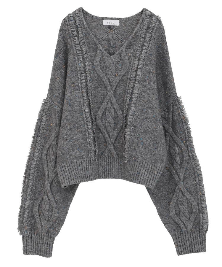 Green Parks「■ESCAR フリンジケーブルポップコーンニット」|ニット・セーター|