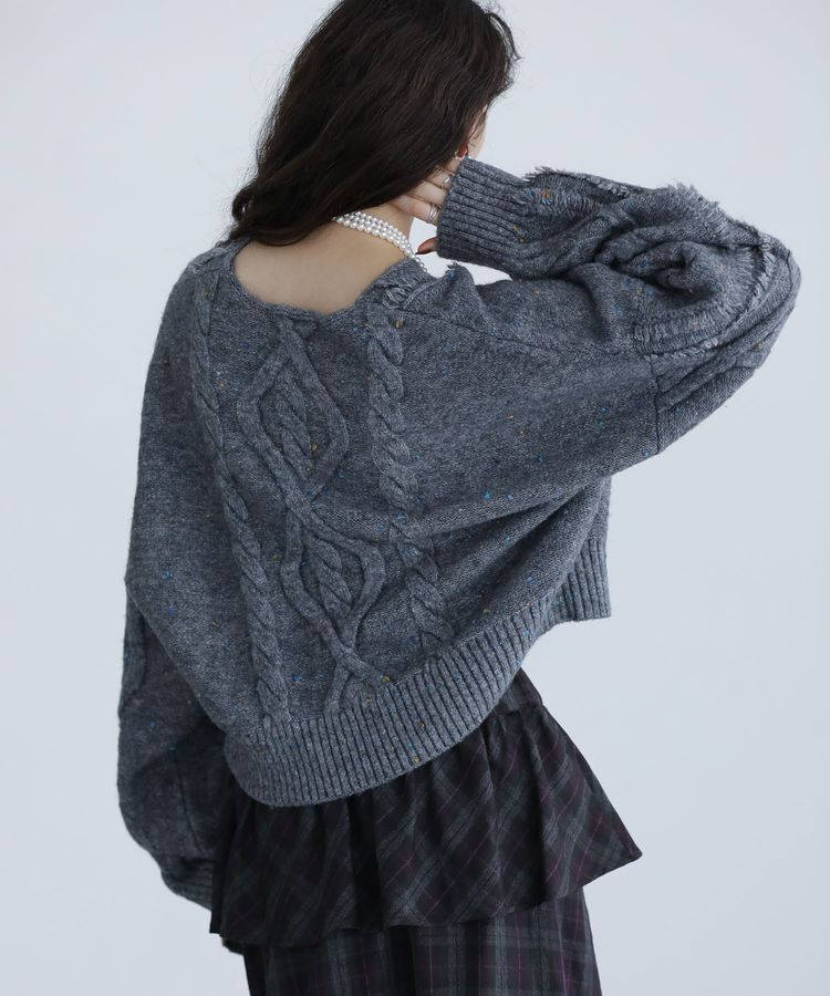 Green Parks「■ESCAR フリンジケーブルポップコーンニット」|ニット・セーター|