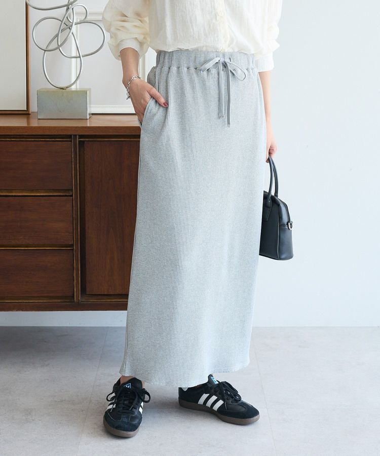 Green Parks「楽ちんIラインリブスカート」|タイト|