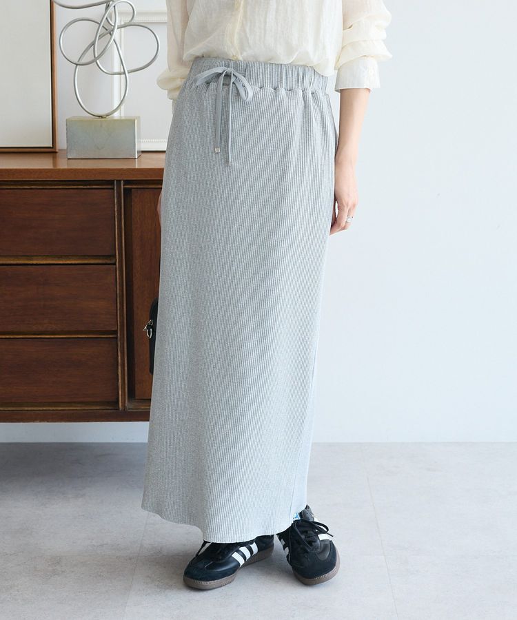 Green Parks「楽ちんIラインリブスカート」|タイト|