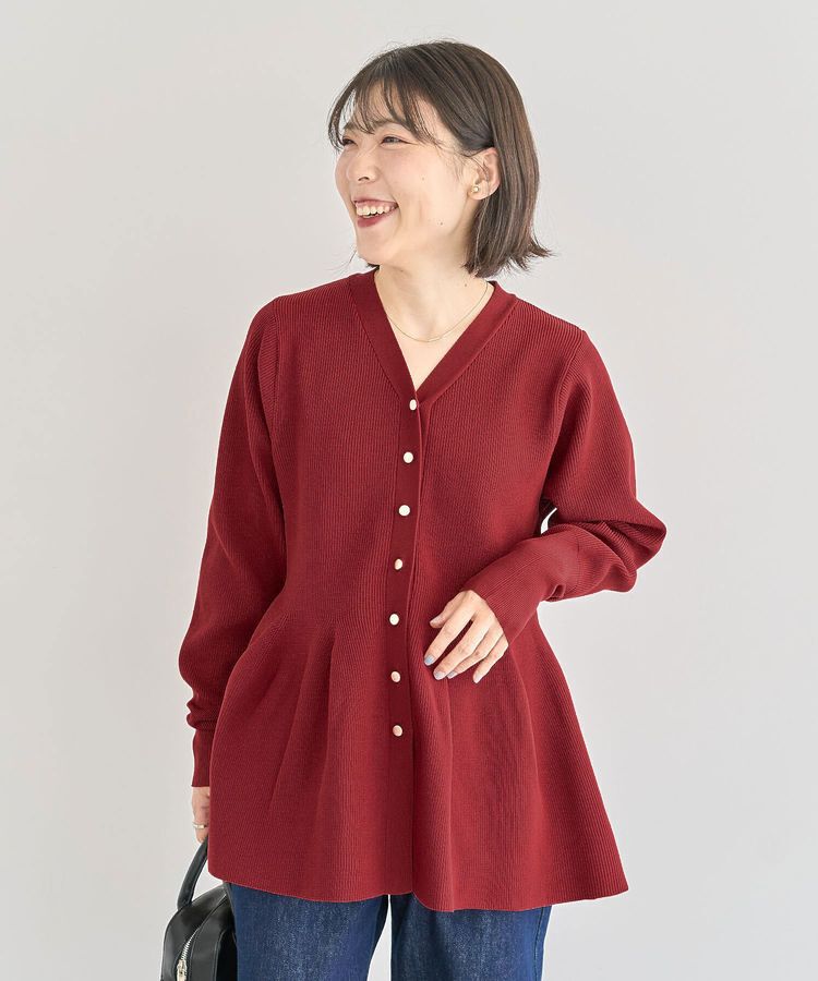 Green Parks「金釦ペプラムニットカーディガン」|カーディガン|Red