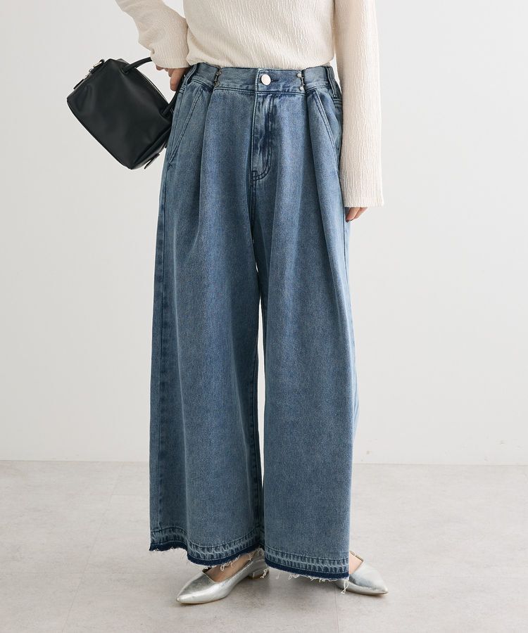 Green Parks「タックワイドデニムパンツ」|デニム|