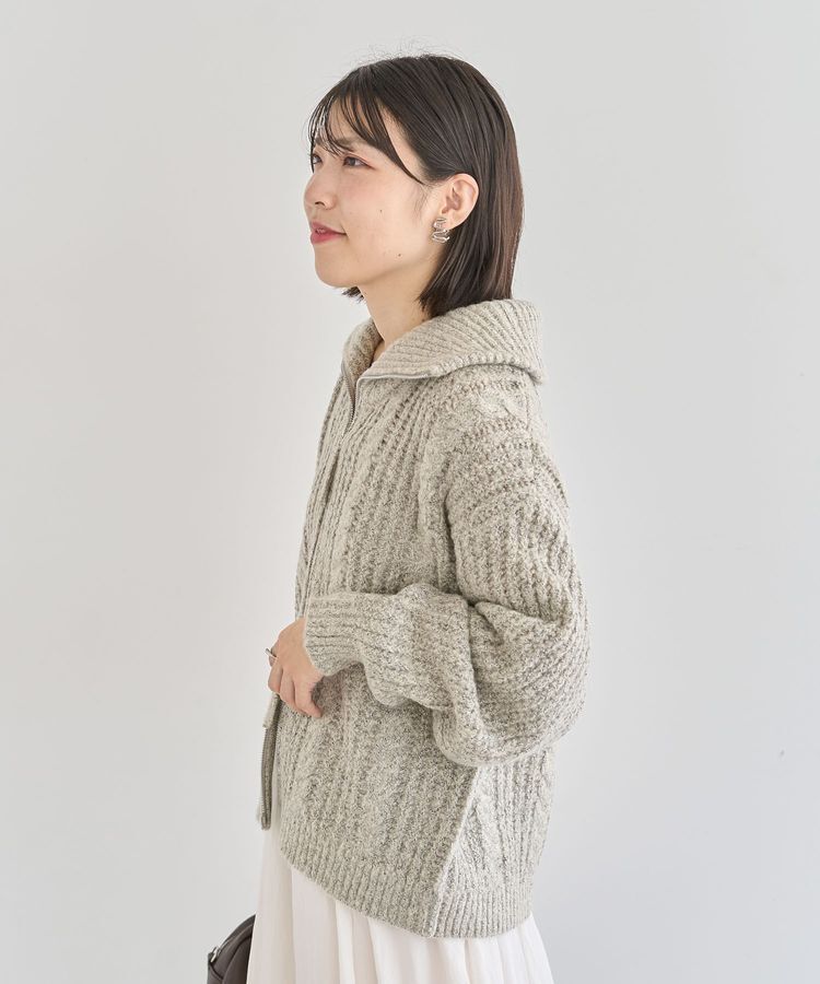 Green Parks「衿付きケーブルzipカーディガン」|カーディガン|
