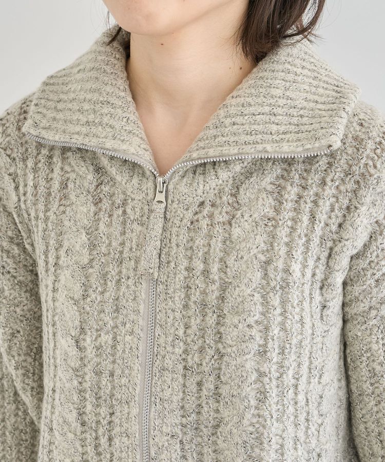 Green Parks「衿付きケーブルzipカーディガン」|カーディガン|