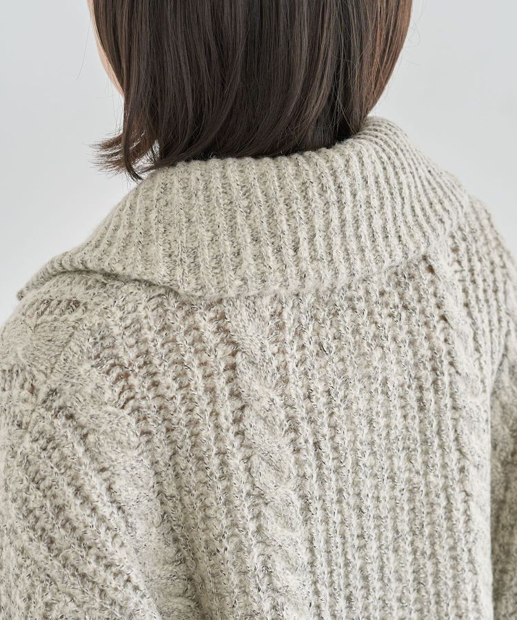 Green Parks「衿付きケーブルzipカーディガン」|カーディガン|