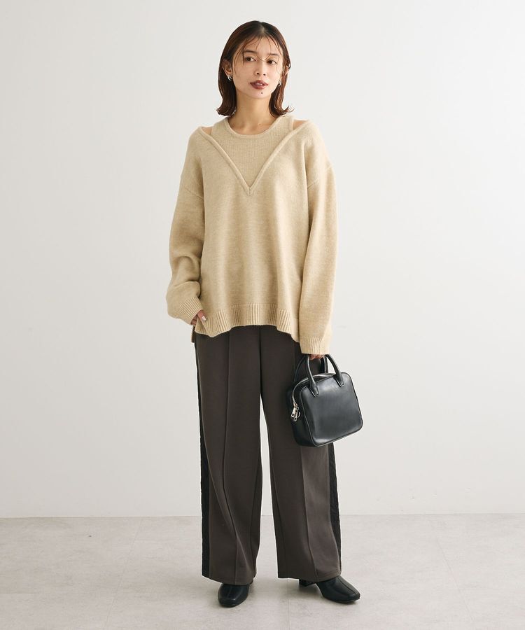 Green Parks「フェイクレイヤードVネックニットプルオーバー」|ニット・セーター|