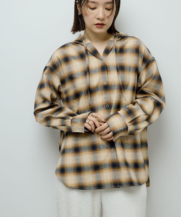 Green Parks「ネルチェックフードシャツ」|シャツ・ブラウス|
