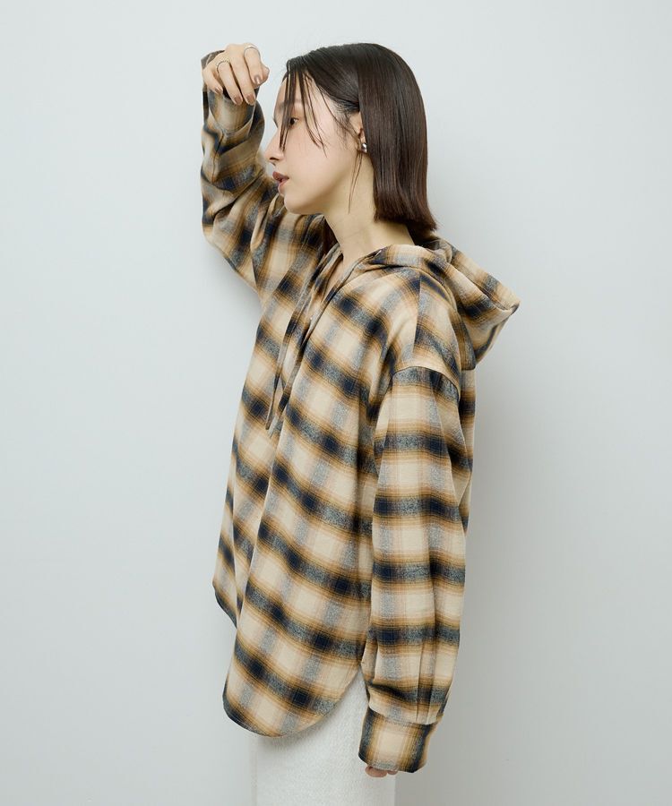 Green Parks「ネルチェックフードシャツ」|シャツ・ブラウス|