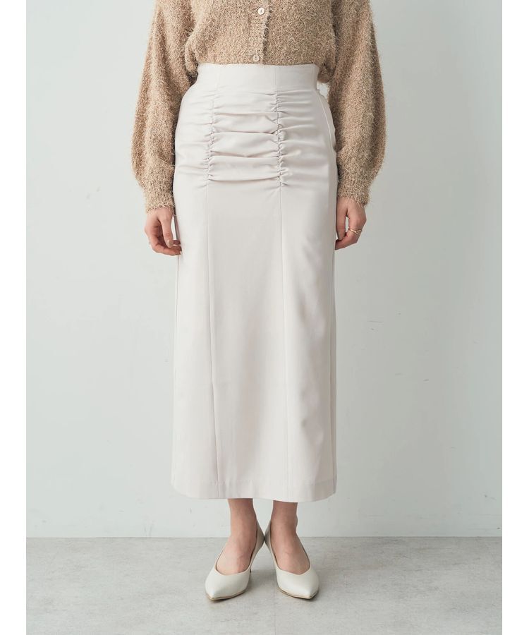 YECCA VECCA「シャーリングロングナロースカート」|スカート|Light beige