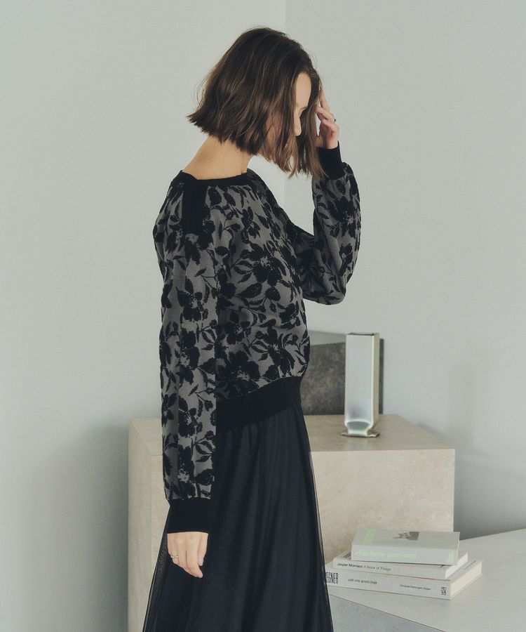 YECCA VECCA「フラワー柄ふくれジャガードニット」|ニット・セーター|