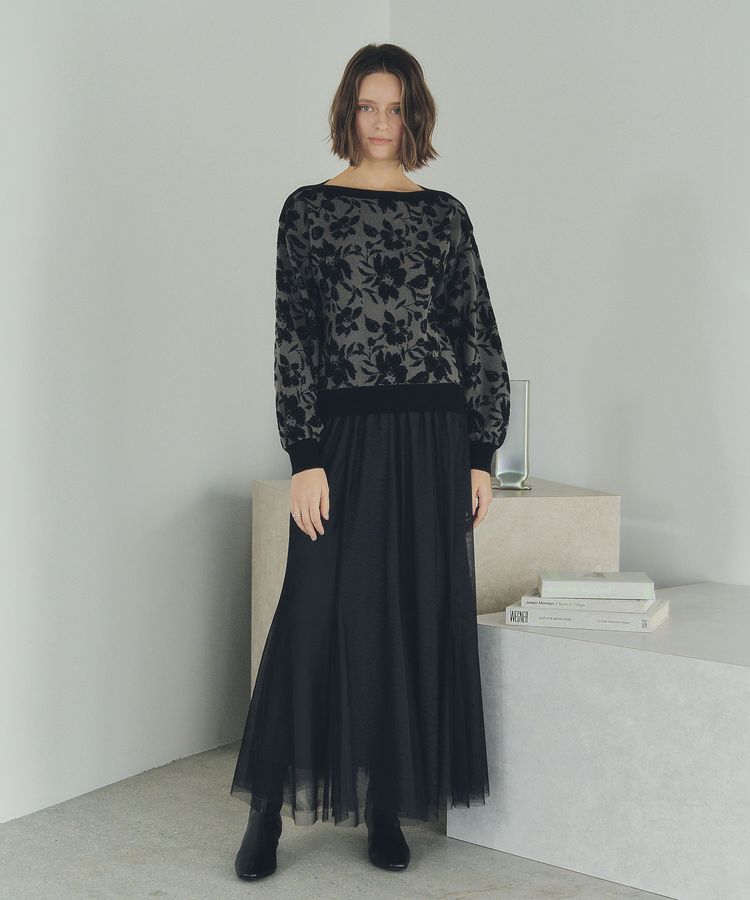 YECCA VECCA「フラワー柄ふくれジャガードニット」|ニット・セーター|