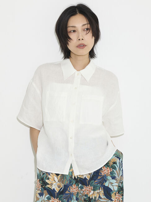 GARAGE OF GOOD CLOTHING「フレンチリネンハーフスリーブシャツ」|シャツ・ブラウス|White