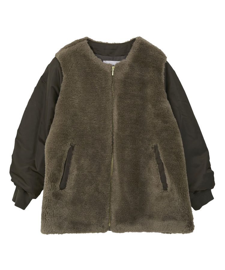 GARAGE OF GOOD CLOTHING「ヘイジーボア切り替えコート」|ノーカラーコート|