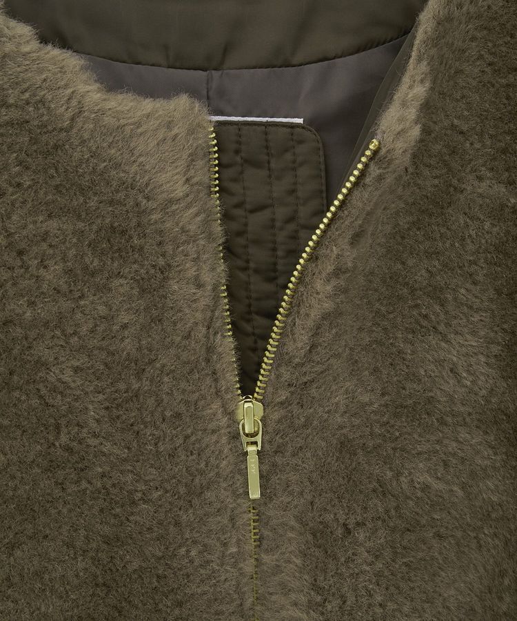 GARAGE OF GOOD CLOTHING「ヘイジーボア切り替えコート」|ノーカラーコート|