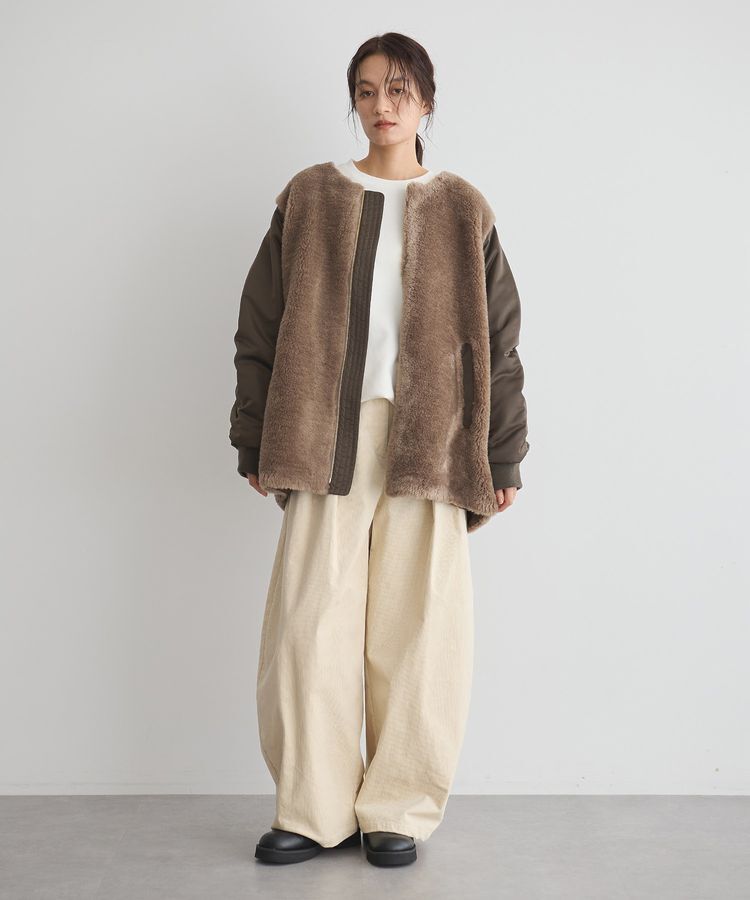 GARAGE OF GOOD CLOTHING「ヘイジーボア切り替えコート」|ノーカラーコート|