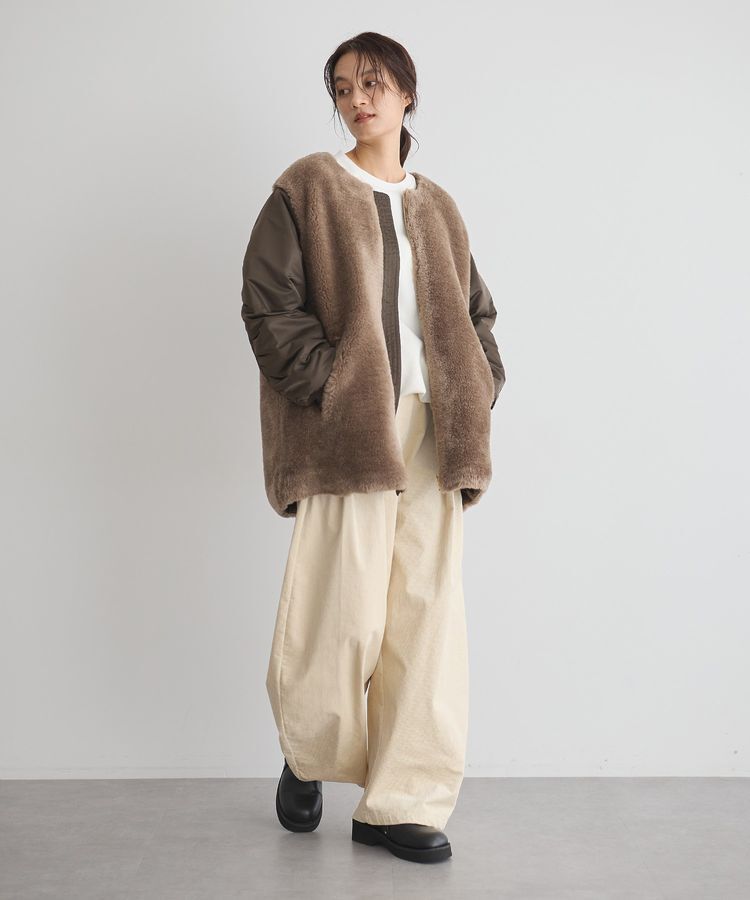 GARAGE OF GOOD CLOTHING「ヘイジーボア切り替えコート」|ノーカラーコート|