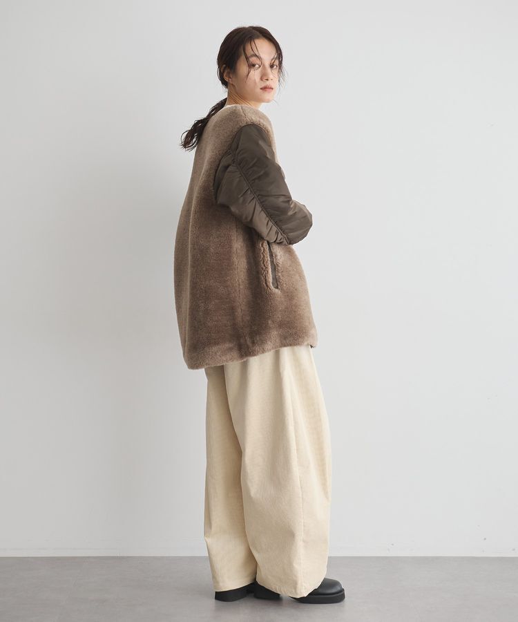 GARAGE OF GOOD CLOTHING「ヘイジーボア切り替えコート」|ノーカラーコート|