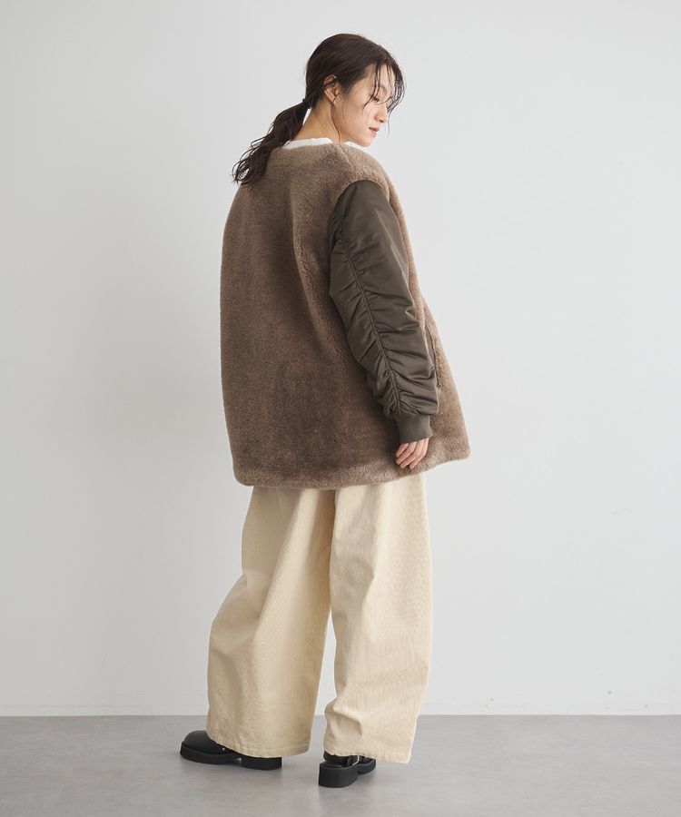 GARAGE OF GOOD CLOTHING「ヘイジーボア切り替えコート」|ノーカラーコート|