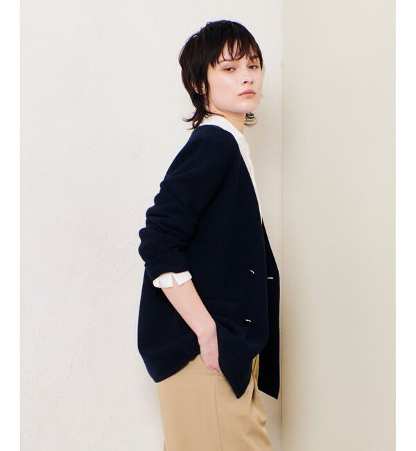 allureville「セミダブルガーターニットジャケット」|ノーカラージャケット|