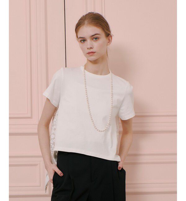 LOULOU WILLOUGHBY「【LOULOU WILLOUGHBY】レースドッキングプルオーバーブラウス」|Tシャツ・カットソー|