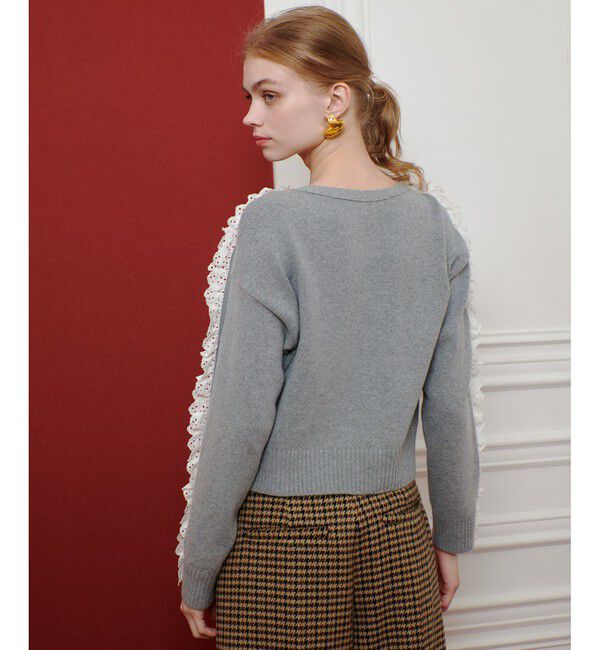 LOULOU WILLOUGHBY「【LOULOU WILLOUGHBY】ショルダーレース釦プルオーバー」|ニット・セーター|