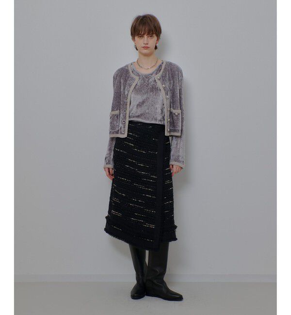 allureville「ベロアニットジャケット」|カーディガン|