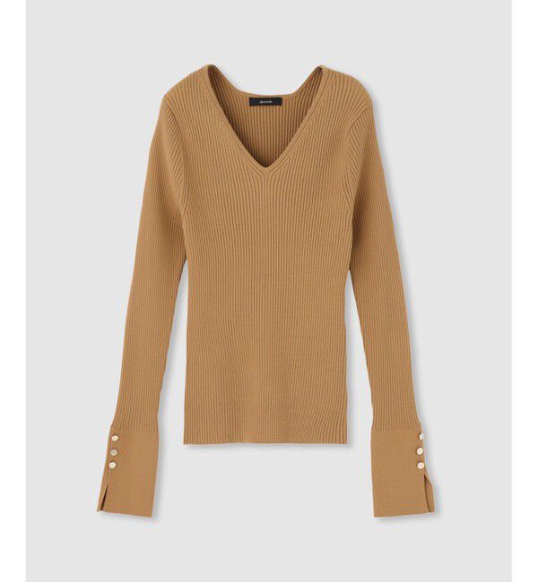 allureville「袖釦Vネックプルオーバー」|ニット・セーター|