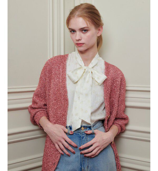 LOULOU WILLOUGHBY「【LOULOU WILLOUGHBY】フィルムラメミドルカーディガン」|カーディガン|