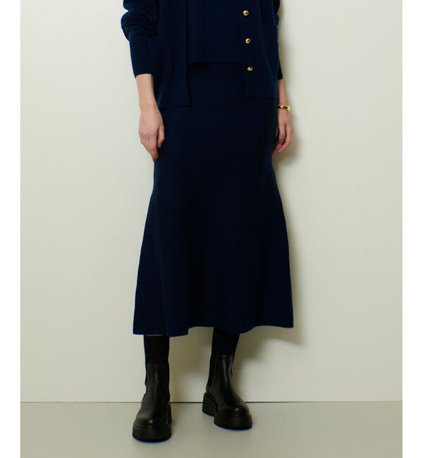 allureville「ウール混Ｗフェイスナローマーメイドスカート」|スカート|ネイビー