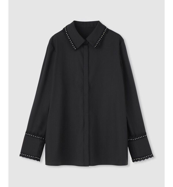 LOULOU WILLOUGHBY「【LOULOU WILLOUGHBY】レーストリミングシャツ」|シャツ・ブラウス|ブラック