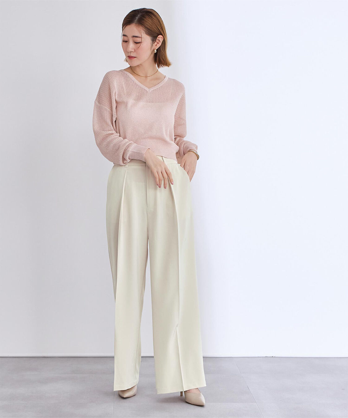 ur's「ワンタックハイウエストワイドパンツ」|スラックス|