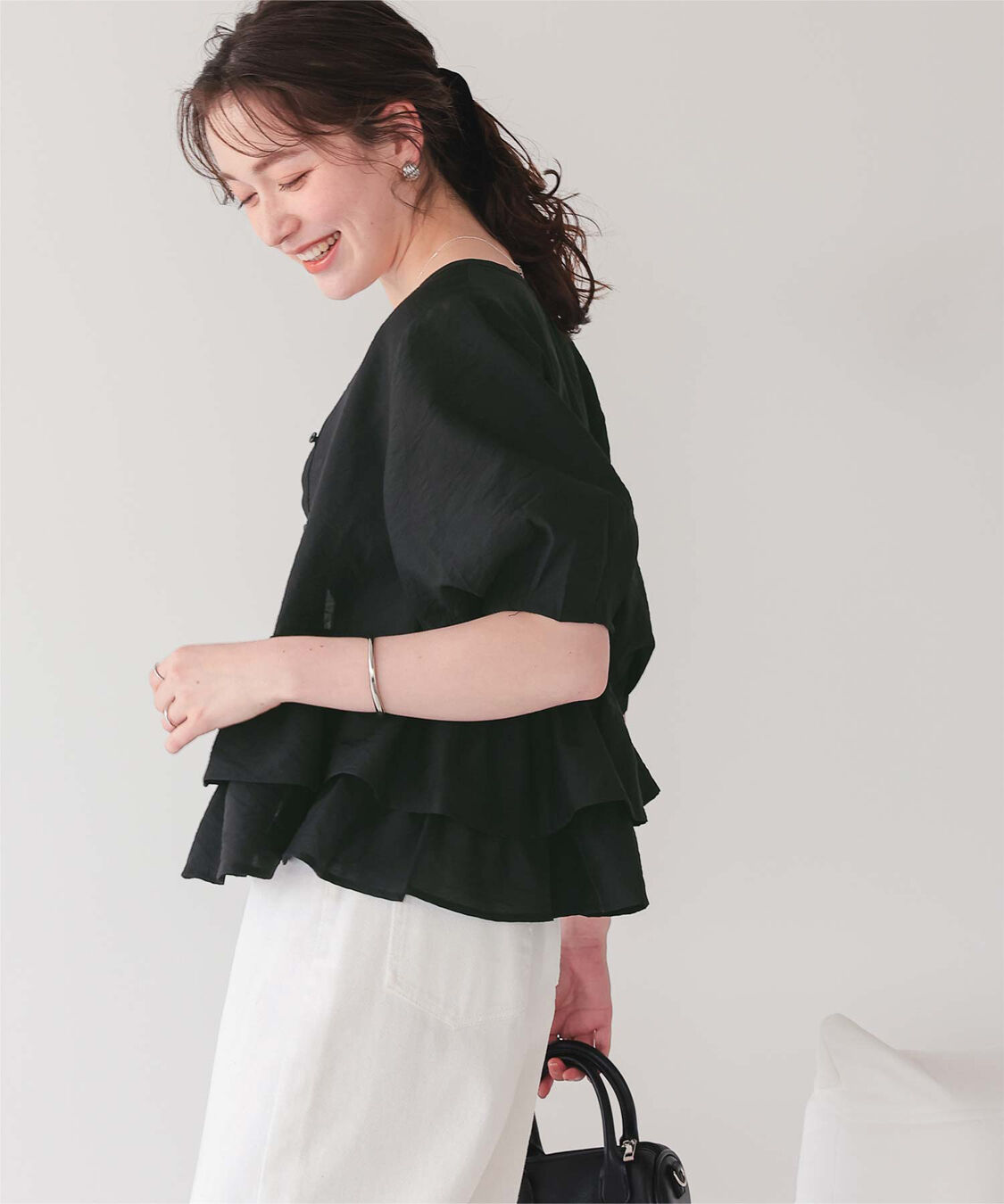 titivate「ペプラムショートランタンスリーブブラウス」|シャツ・ブラウス|