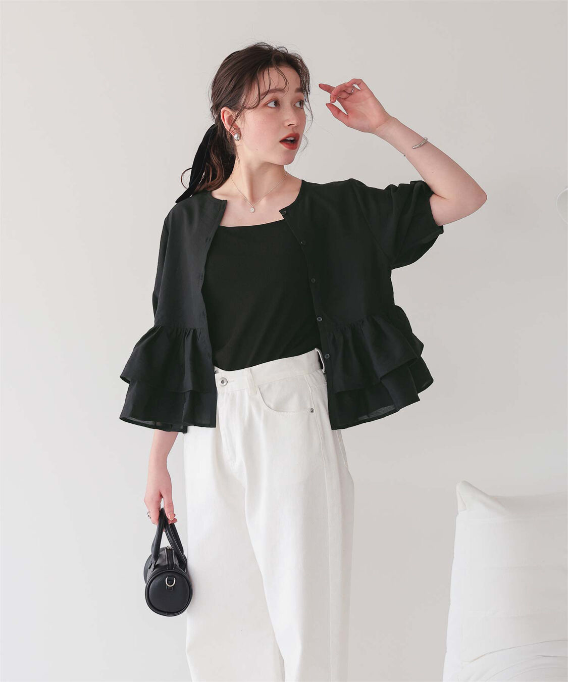 titivate「ペプラムショートランタンスリーブブラウス」|シャツ・ブラウス|