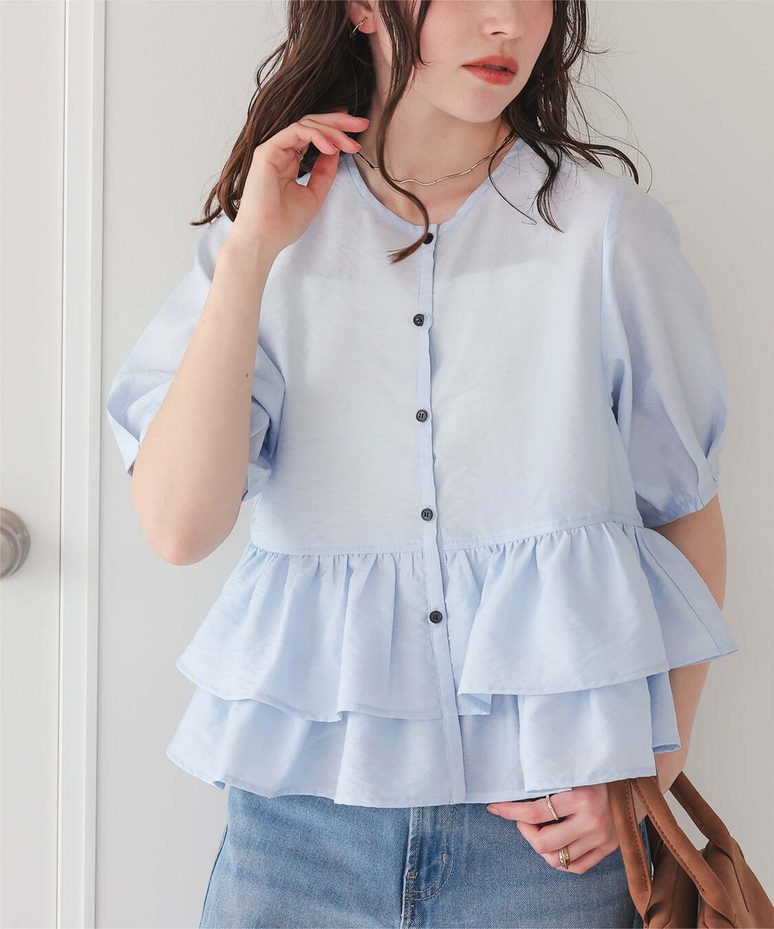 titivate「ペプラムショートランタンスリーブブラウス」|シャツ・ブラウス|