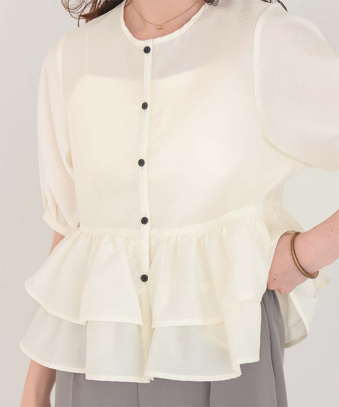 titivate「ペプラムショートランタンスリーブブラウス」|シャツ・ブラウス|