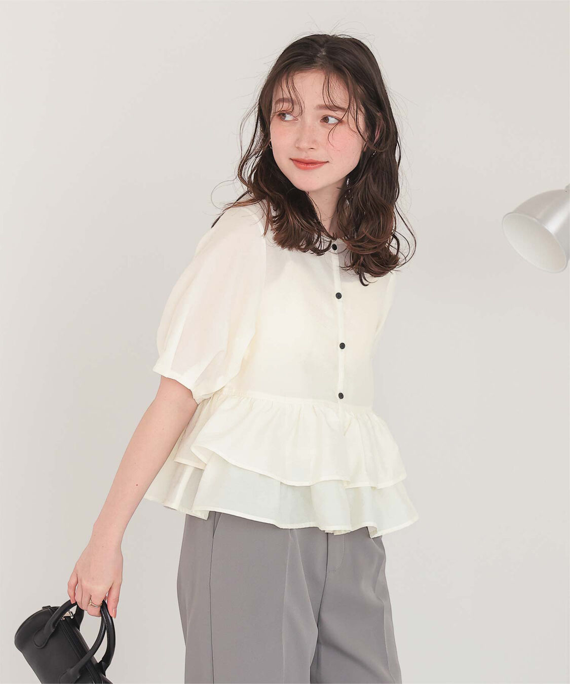 titivate「ペプラムショートランタンスリーブブラウス」|シャツ・ブラウス|
