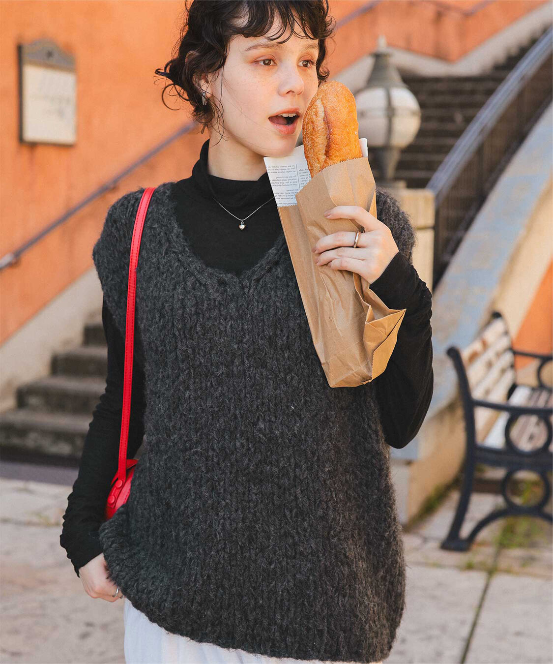 titivate「ローゲージニットベスト」|ニット・セーター|チャコール