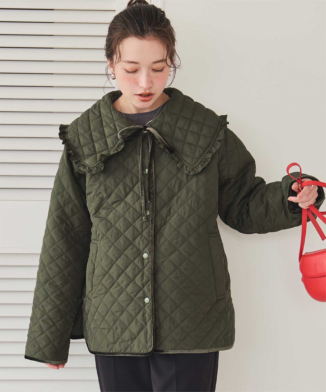 titivate「【高山直子さんコラボアイテム】襟付きキルティングジャケット」|ノーカラージャケット|