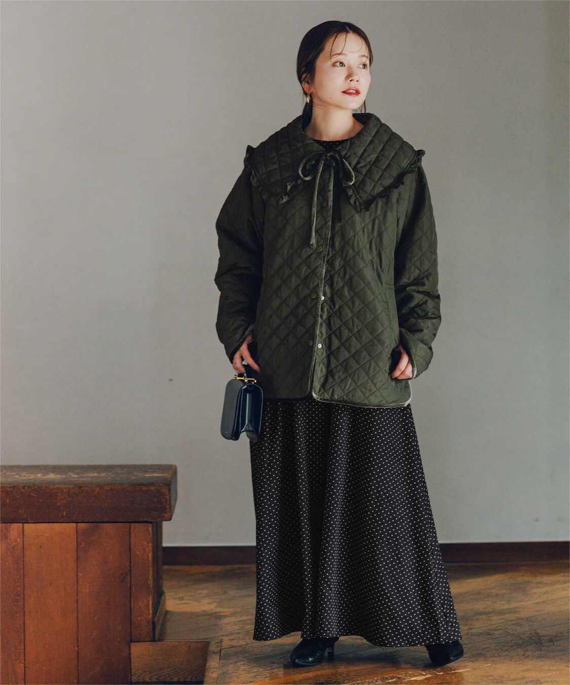 titivate「【高山直子さんコラボアイテム】襟付きキルティングジャケット」|ノーカラージャケット|