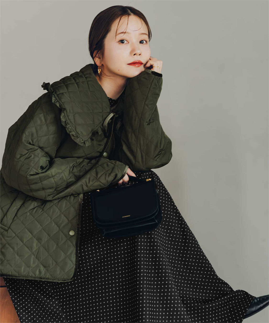 titivate「【高山直子さんコラボアイテム】襟付きキルティングジャケット」|ノーカラージャケット|