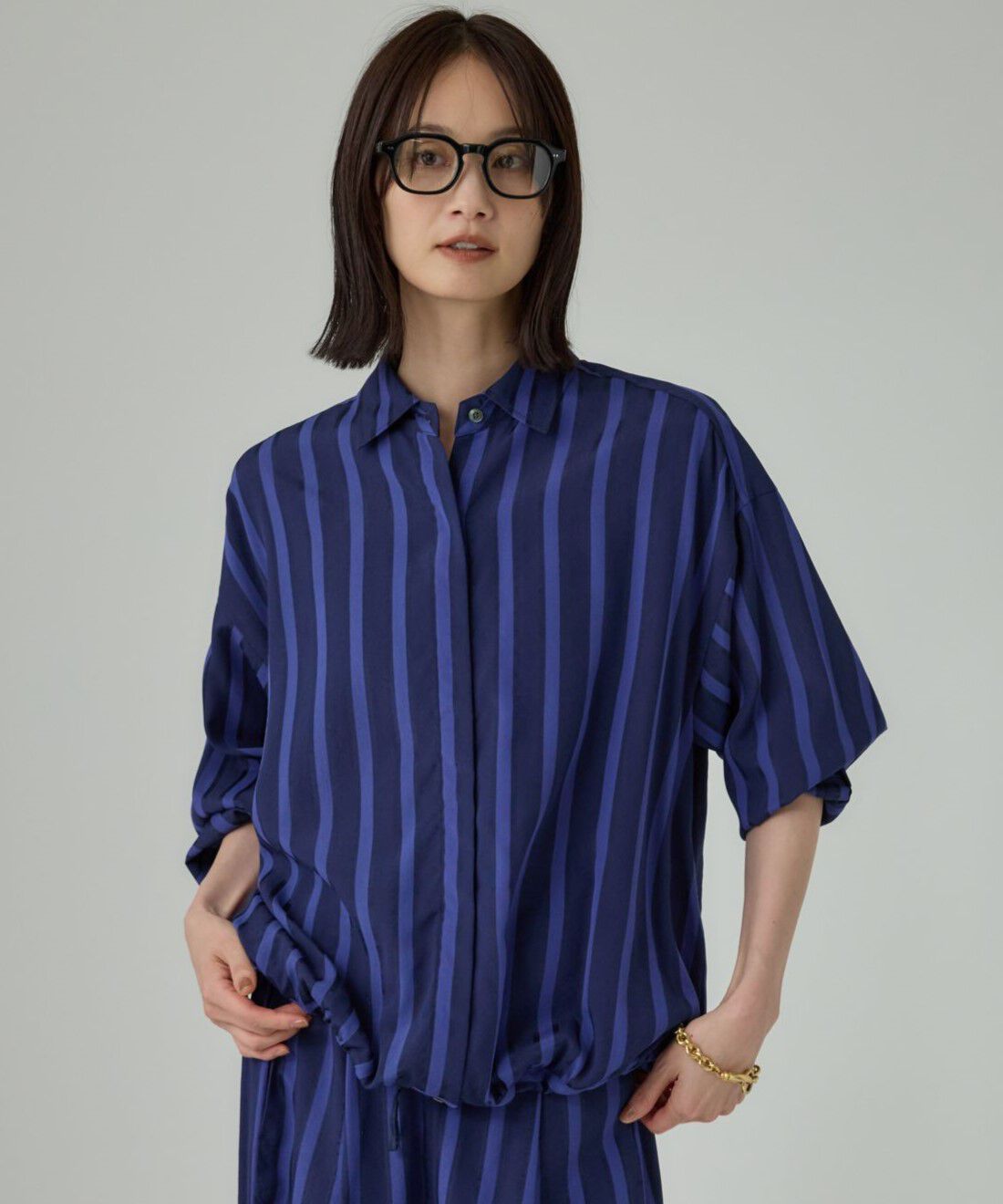 BABYLONE「キュプラストライプシャツ」|シャツ・ブラウス|ﾌﾞﾙｰ&times;ｽﾄﾗｲﾌﾟ