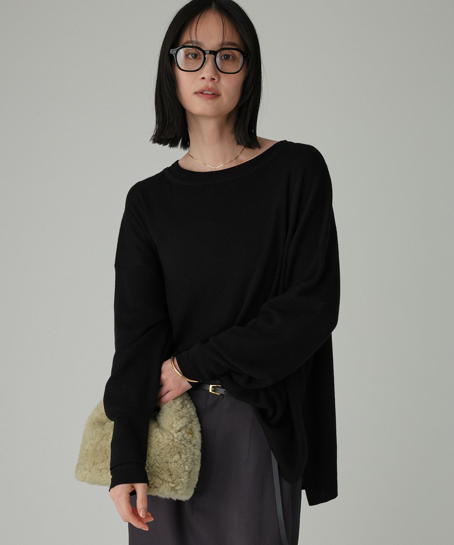 BABYLONE「ボートネックポンチョニット	」|ニット・セーター|ﾌﾞﾗｯｸ