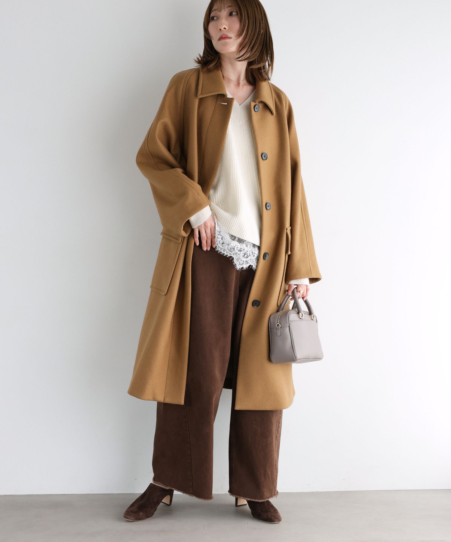 BABYLONE「ダブルメルトンステンカラーコート」|ステンカラーコート|