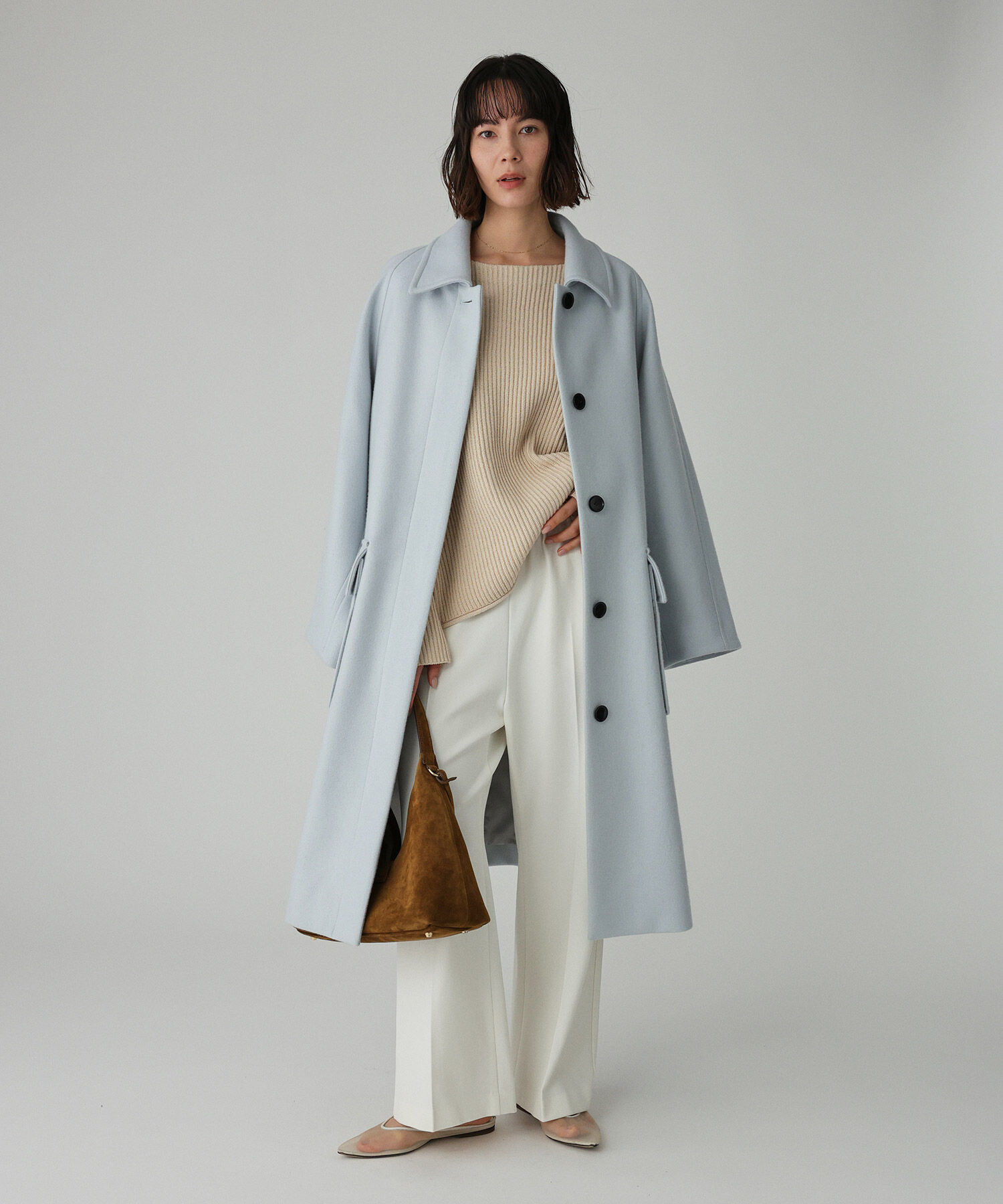 BABYLONE「ダブルメルトンステンカラーコート」|ステンカラーコート|