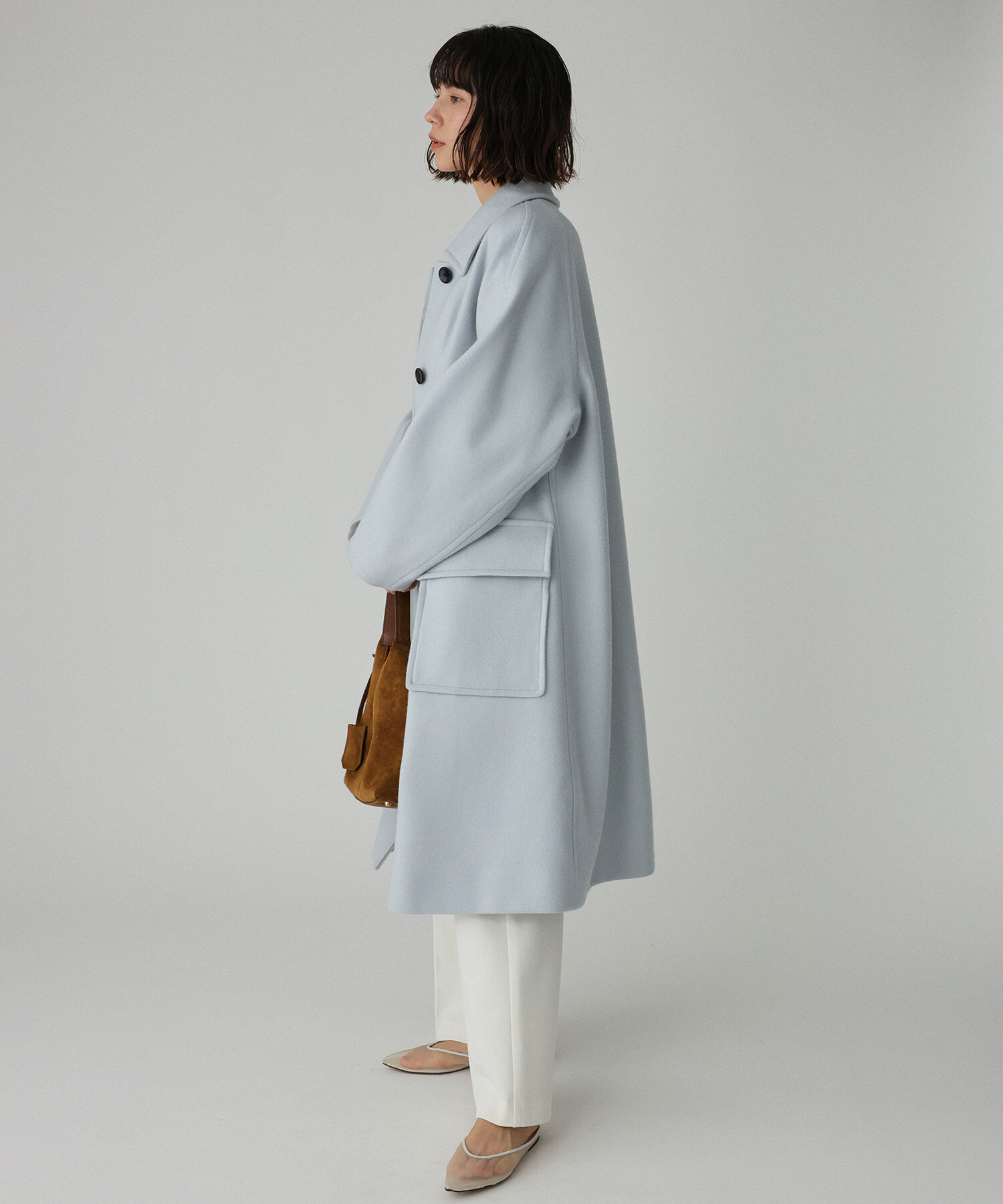 BABYLONE「ダブルメルトンステンカラーコート」|ステンカラーコート|