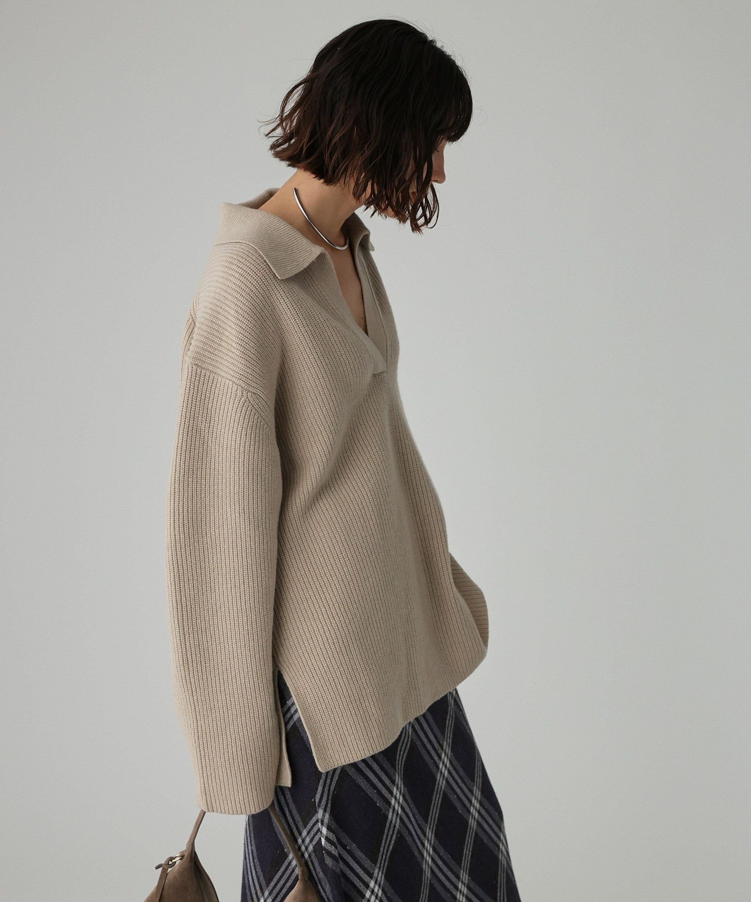 BABYLONE「スキッパーミドルゲージニットプルオーバー」|ニット・セーター|