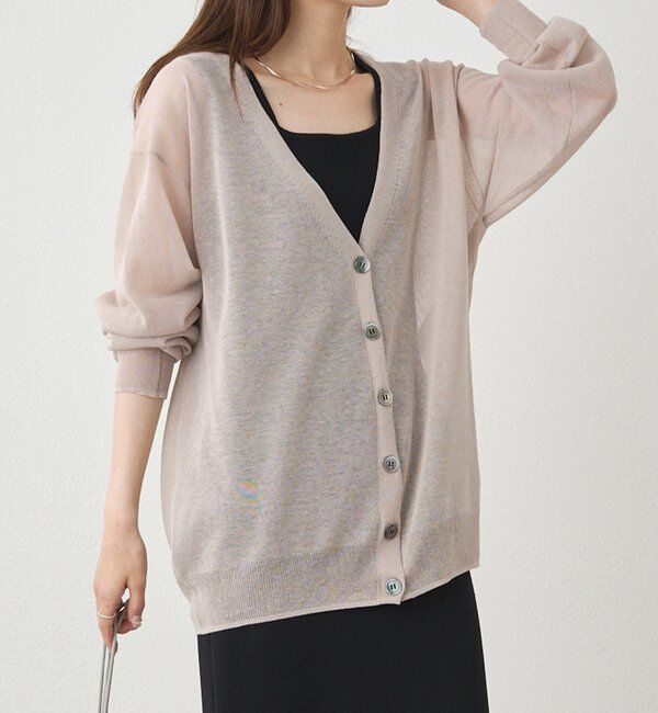  「【日焼け・冷房対策に◎】シアーカーディガン」|カーディガン|グレイッシュベージュ